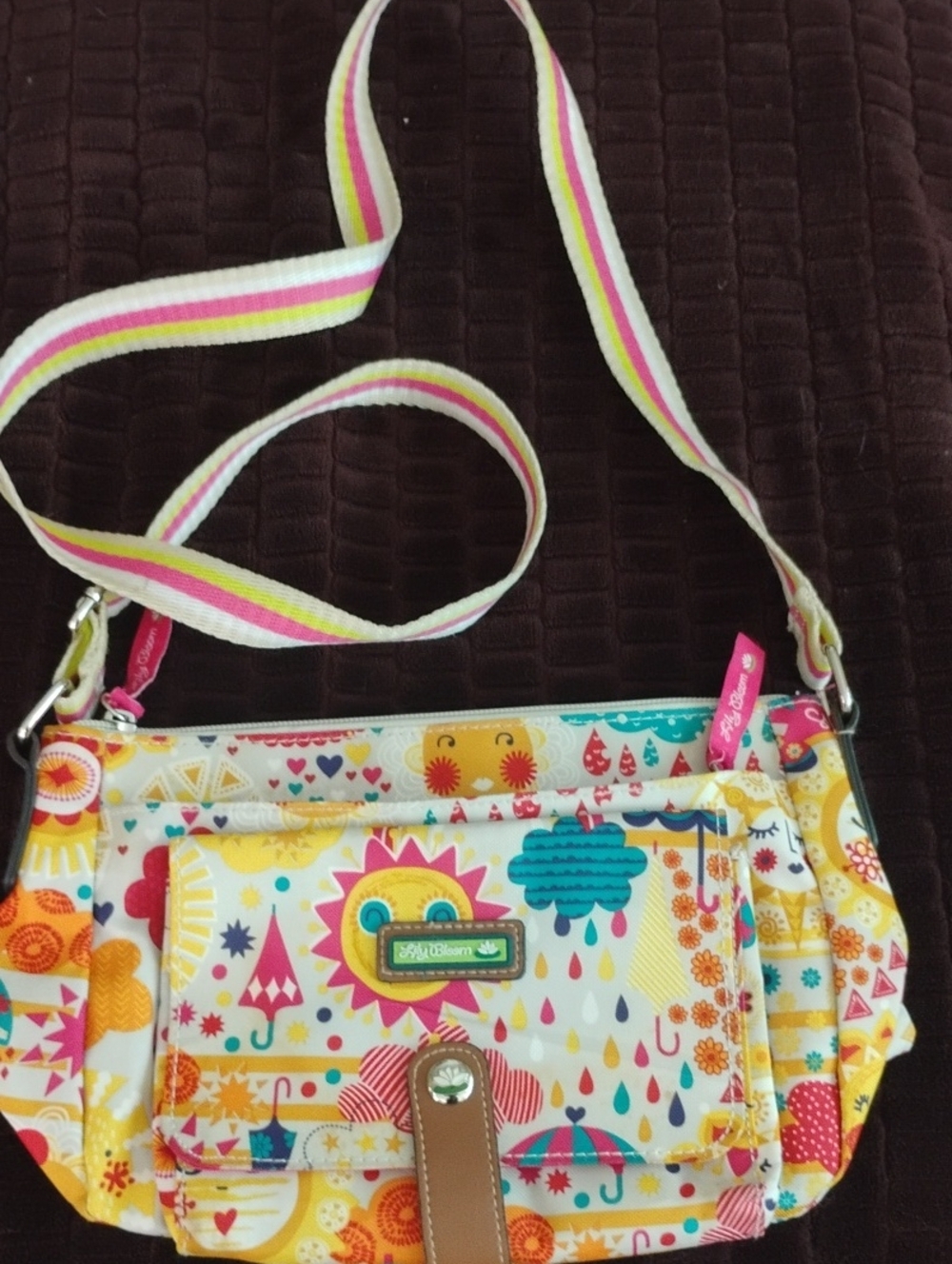 Lilly Bloom Sunny Shower Floral Crossbody Bag in Yellow, Pink, Teal